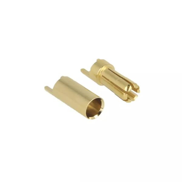 5,5mm Goldstecker geschlitzt Stecker u. Buchse