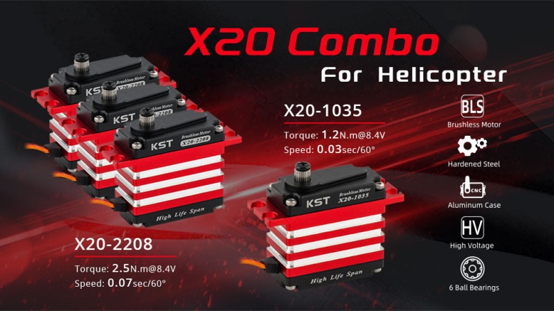 KST X20 8,4V Heli Servo Combo 3x X20-2208 V8.0 / 1x X20-1035 V3.0
